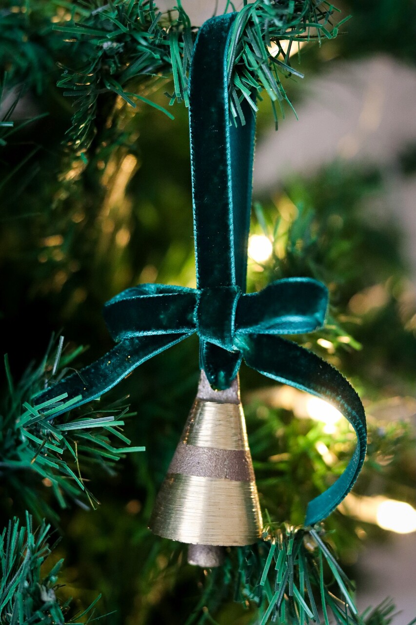 Ornament de brad de Crăciun, BSY236, 5x12 cm, Catifea, Verde inchis - imagine 4